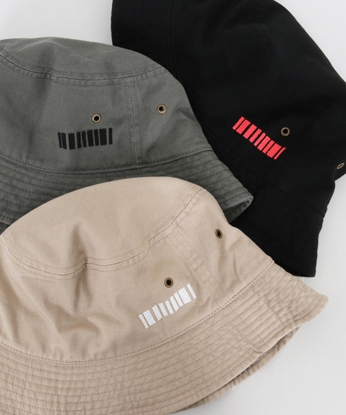mko12338-Barcode Embroidery Bucket Hat バケットハット（ハット