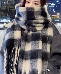 Futier land | 大判が女性らしくてカワイイ◎やわらかシャギーチェックビッグマフラー(マフラー)