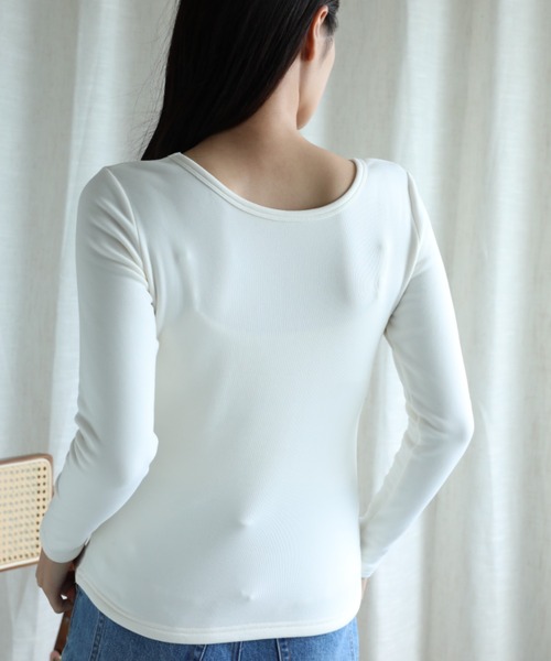 aimoha（アイモハ）の「【Aimoha】Uネック裏起毛インナートップス (AW) (LV)（Tシャツ/カットソー・レディース・ベージュ/ブラウン/ホワイト/ブラック・SMALL/MEDIUM/LARGE/X-LARGE/XX-LARGE）」の10枚目の写真