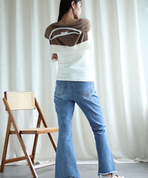 aimoha（アイモハ）の「【Aimoha】Uネック裏起毛インナートップス (AW) (LV)（Tシャツ/カットソー・レディース・ベージュ/ブラウン/ホワイト/ブラック・SMALL/MEDIUM/LARGE/X-LARGE/XX-LARGE）」の16枚目の写真