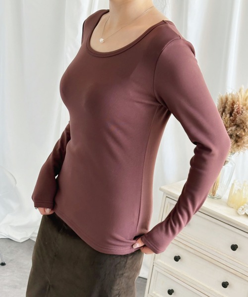 aimoha(アイモハ)の「【Aimoha】Uネック裏起毛インナートップス (AW) (LV)(Tシャツ/カットソー・レディース・ベージュ/ブラウン/ホワイト/ブラック・SMALL/MEDIUM/LARGE/X-LARGE/XX-LARGE)」の10枚目の写真
