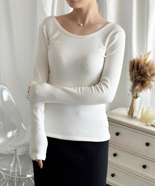 aimoha(アイモハ)の「【Aimoha】Uネック裏起毛インナートップス (AW) (LV)(Tシャツ/カットソー・レディース・ベージュ/ブラウン/ホワイト/ブラック・SMALL/MEDIUM/LARGE/X-LARGE/XX-LARGE)」の20枚目の写真