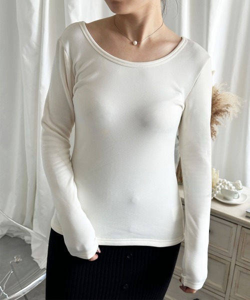aimoha(アイモハ)の「【Aimoha】Uネック裏起毛インナートップス (AW) (LV)(Tシャツ/カットソー・レディース・ベージュ/ブラウン/ホワイト/ブラック・SMALL/MEDIUM/LARGE/X-LARGE/XX-LARGE)」の21枚目の写真