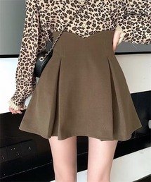 ボックスタックハイウエストフレアミニスカート