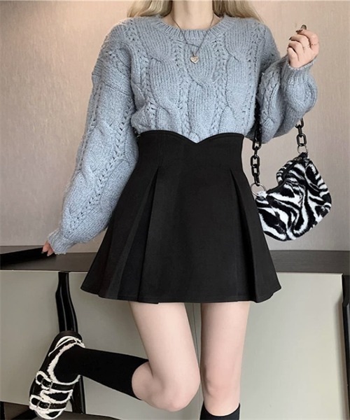 Dream garden（ドリームガーデン）の「ボックスタックハイウエストフレアミニスカート（スカート・レディース・ブラック/ブラウン・S/M/L/XL/2XL/3XL）」の12枚目の写真