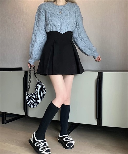 Dream garden（ドリームガーデン）の「ボックスタックハイウエストフレアミニスカート（スカート・レディース・ブラック/ブラウン・S/M/L/XL/2XL/3XL）」の15枚目の写真