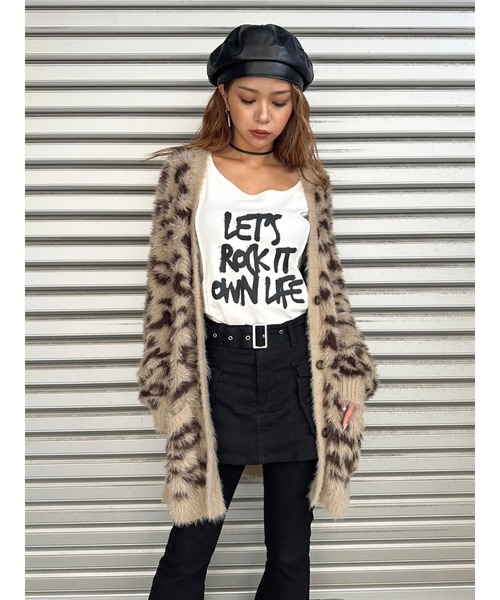 EGOIST(エゴイスト)の「レオパード柄シャギーニットカーディガン(カーディガン/ボレロ・レディース・ベージュ/グレー・FREE)」の1枚目の写真