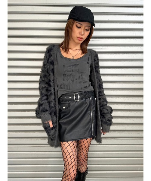 EGOIST(エゴイスト)の「レオパード柄シャギーニットカーディガン(カーディガン/ボレロ・レディース・ベージュ/グレー・FREE)」の2枚目の写真