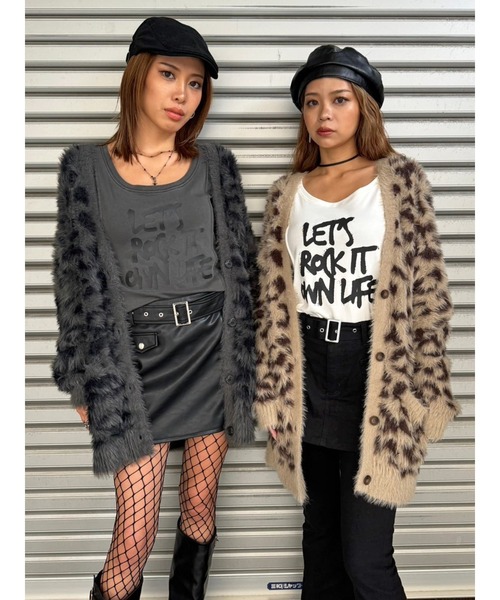 EGOIST(エゴイスト)の「レオパード柄シャギーニットカーディガン(カーディガン/ボレロ・レディース・ベージュ/グレー・FREE)」の3枚目の写真