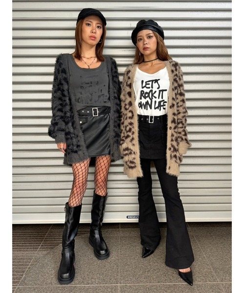 EGOIST(エゴイスト)の「レオパード柄シャギーニットカーディガン(カーディガン/ボレロ・レディース・ベージュ/グレー・FREE)」の4枚目の写真