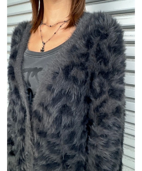 EGOIST(エゴイスト)の「レオパード柄シャギーニットカーディガン(カーディガン/ボレロ・レディース・ベージュ/グレー・FREE)」の9枚目の写真