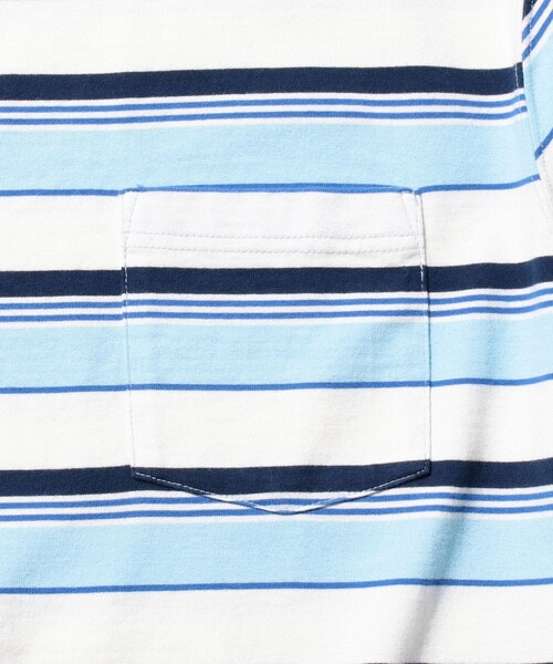 BEAMS PLUS(ビームスプラス)の「マルチ ストライプ ポケット Tシャツ(Tシャツ/カットソー・メンズ・オフホワイト/レッド/サックスブルー/パープル・M/L/XL/S)」の15枚目の写真