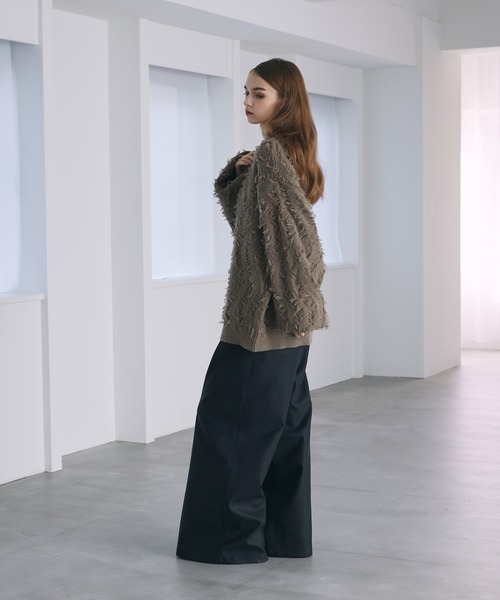 Spielio】Mohair-like fringe design knit/モヘアライクフリンジ