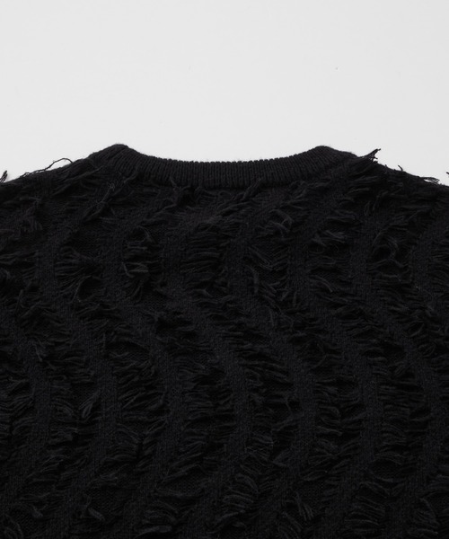 Spielio(シュピーリオ)の「【Spielio】Mohair-like fringe design knit/モヘアライクフリンジデザインニット(ニット/セーター・メンズ・ブラック/グレイッシュベージュ/ライトグレー・M/L)」の14枚目の写真