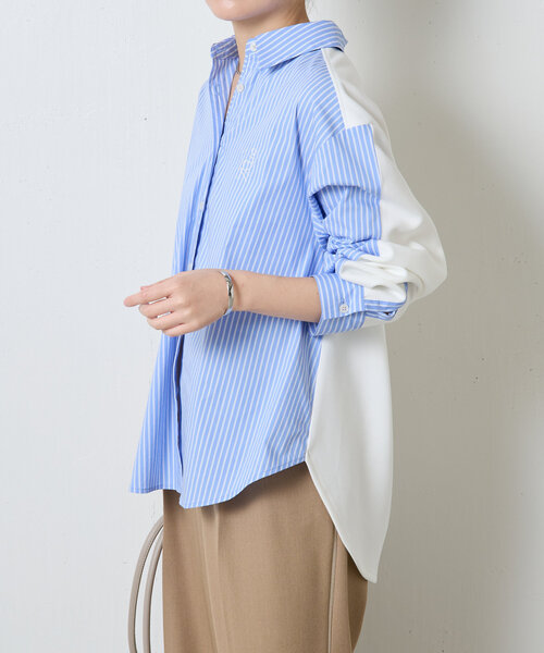 COLLAGE GALLARDAGALANTE（コラージュガリャルダガランテ）の「バックポンチシャツ（シャツ/ブラウス・レディース・ベージュ/オフホワイト/サックスブルー・FREE）」の3枚目の写真