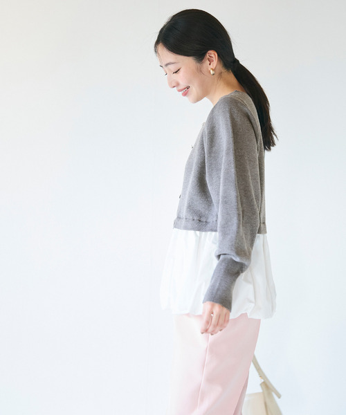 coca(coca)(コカ)の「【WEB限定セール】ドッキングニットトップス(ニット/セーター・レディース・グレー/ネイビー・M/L)」の4枚目の写真