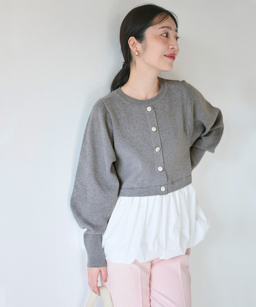 coca(coca)(コカ)の「【WEB限定セール】ドッキングニットトップス(ニット/セーター・レディース・グレー/ネイビー・M/L)」の5枚目の写真