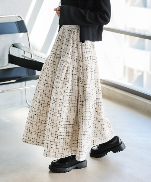 低身長向けサイズ ] ツイードティアードスカート（スカート）｜Petitle