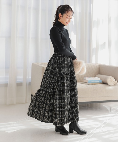 ティアードスカートコーデセット レディース服まとめ売り コーデ売り カジュアル 洗える】ARGENTIコラージュプリント ティアードスカート / 23区