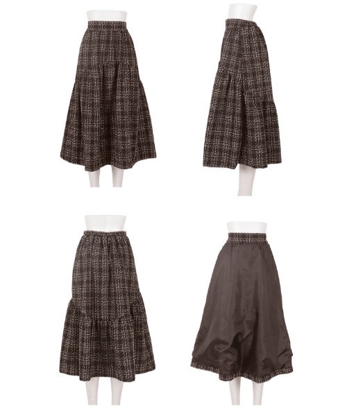 Petitle（プチレ）の「[ 低身長向けサイズ ] ツイードティアードスカート（スカート・レディース・ブラウン/ブラック/アイボリー・PM）」の16枚目の写真