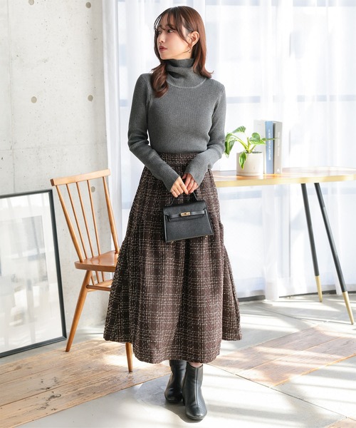 低身長向けサイズ ] ツイードティアードスカート（スカート