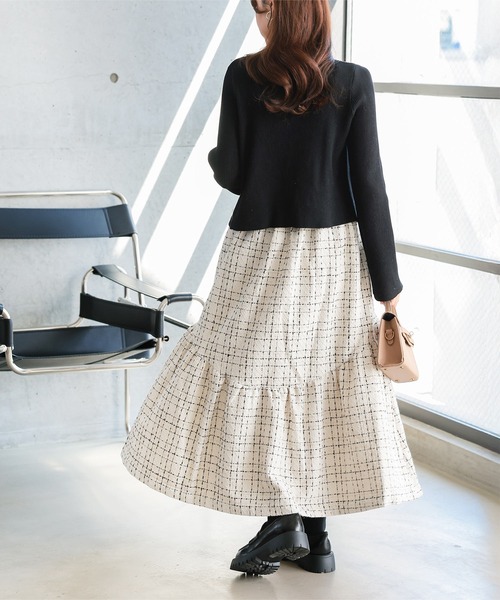 低身長向けサイズ ] ツイードティアードスカート（スカート