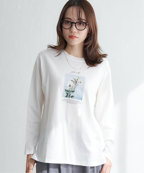 ikka（イッカ）の「ロゴフォトプリントロンT（Tシャツ/カットソー・レディース・オフホワイト/ホワイト/ブラック/チャコールグレー・M/L/S）」の8枚目の写真