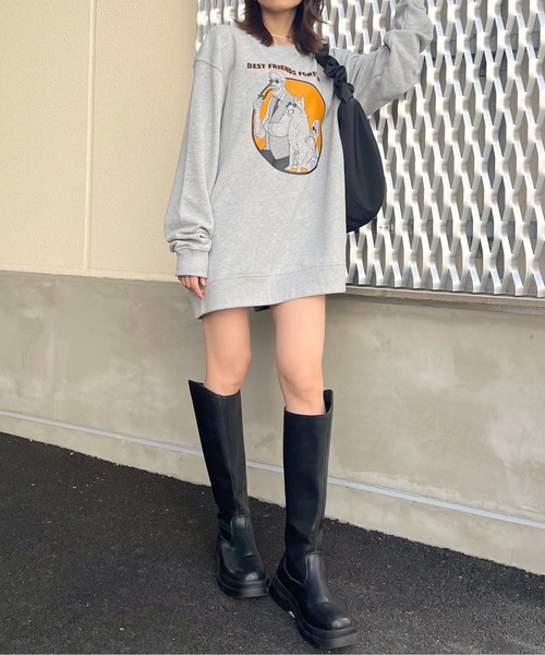 MODISH GAZE(モディシュガゼ)の「BEST FRIENDS FOREVERサークルプリント裏毛トレーナー(スウェット・メンズ・杢グレー・LARGE)」の5枚目の写真