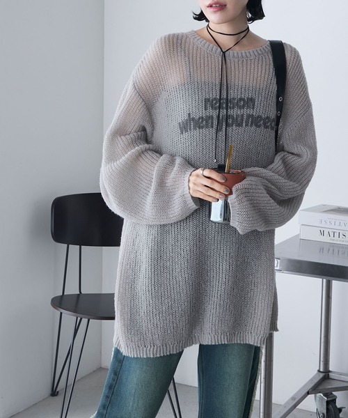 forksy.】オーバーサイズロゴプリントシアーニット forksy.│MONO-MART