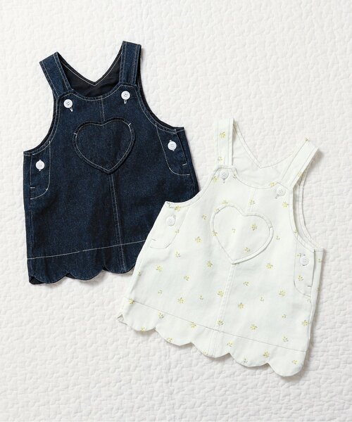 apres les cours（アプレレクール）の「ハートポケットベビージャンスカ（その他ベビーウェア・キッズ・アイボリー/インディゴブルー・70/80）」の3枚目の写真