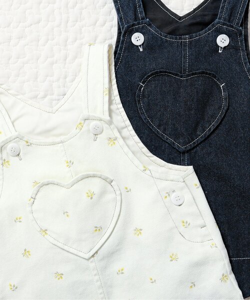 apres les cours（アプレレクール）の「ハートポケットベビージャンスカ（その他ベビーウェア・キッズ・アイボリー/インディゴブルー・70/80）」の4枚目の写真