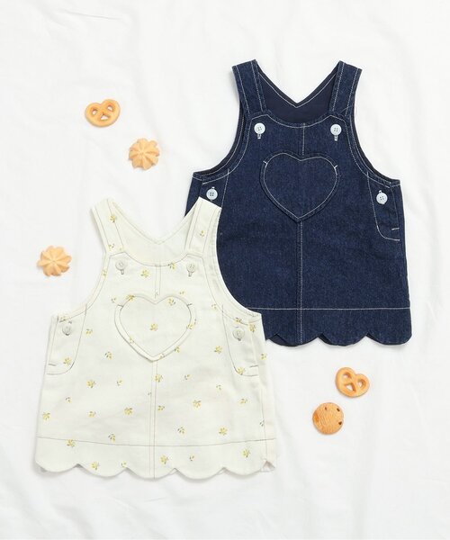 apres les cours（アプレレクール）の「ハートポケットベビージャンスカ（その他ベビーウェア・キッズ・アイボリー/インディゴブルー・70/80）」の7枚目の写真