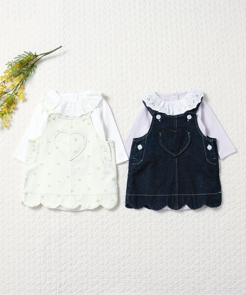 apres les cours（アプレレクール）の「ハートポケットベビージャンスカ（その他ベビーウェア・キッズ・アイボリー/インディゴブルー・70/80）」の9枚目の写真