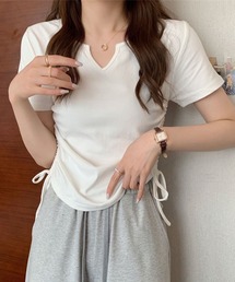 サイドシャーリングショート丈Tシャツ