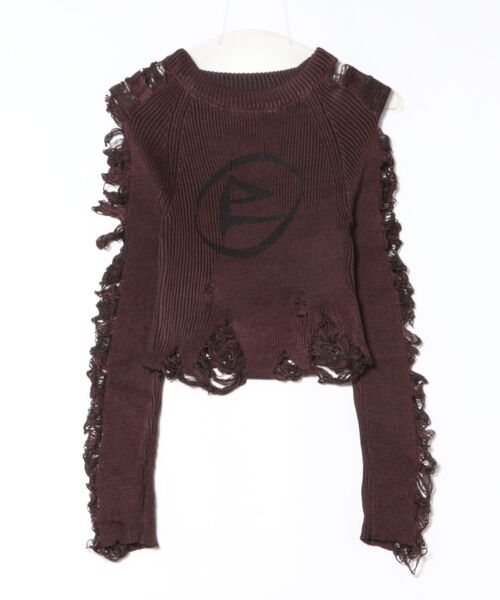 Uenui(ウニュイ)の「【 cunii 】ツートーングランジニットティー(ニット/セーター・レディース・レッド/ブラック/オレンジ/ブラウン/モカ・FREE)」の1枚目の写真