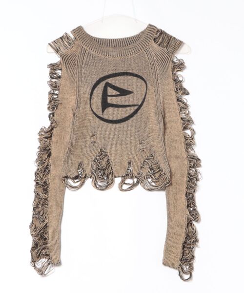 Uenui(ウニュイ)の「【 cunii 】ツートーングランジニットティー(ニット/セーター・レディース・レッド/ブラック/オレンジ/ブラウン/モカ・FREE)」の3枚目の写真