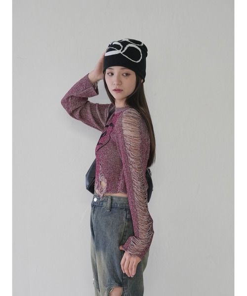 Uenui(ウニュイ)の「【 cunii 】ツートーングランジニットティー(ニット/セーター・レディース・レッド/ブラック/オレンジ/ブラウン/モカ・FREE)」の19枚目の写真