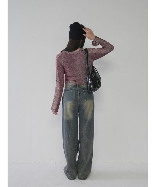 Uenui(ウニュイ)の「【 cunii 】ツートーングランジニットティー(ニット/セーター・レディース・レッド/ブラック/オレンジ/ブラウン/モカ・FREE)」の20枚目の写真