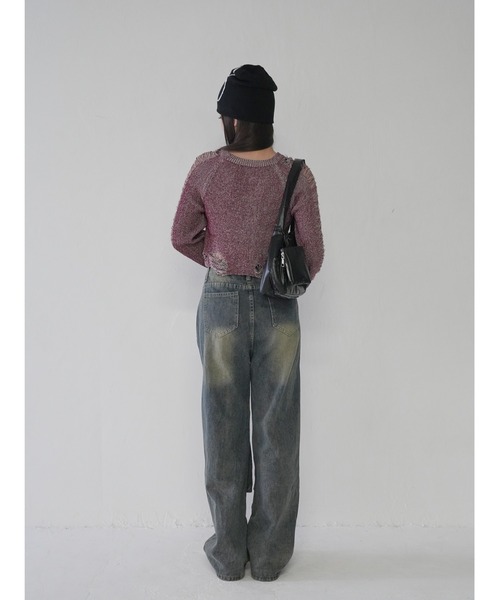 Uenui(ウニュイ)の「【 cunii 】ツートーングランジニットティー(ニット/セーター・レディース・レッド/ブラック/オレンジ/ブラウン/モカ・FREE)」の21枚目の写真