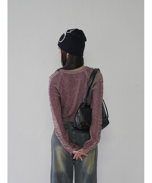 Uenui(ウニュイ)の「【 cunii 】ツートーングランジニットティー(ニット/セーター・レディース・レッド/ブラック/オレンジ/ブラウン/モカ・FREE)」の22枚目の写真