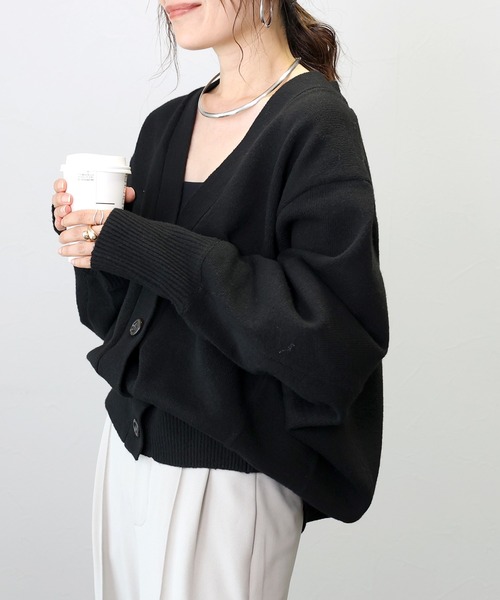 Aletta vita(アレッタビータ)の「7G天竺編みドルマンニットカーディガン(カーディガン/ボレロ・レディース・グレー/ブラック/ベージュ・FREE)」の2枚目の写真