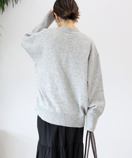 Aletta vita(アレッタビータ)の「7G天竺編みドルマンニットカーディガン(カーディガン/ボレロ・レディース・グレー/ブラック/ベージュ・FREE)」の5枚目の写真