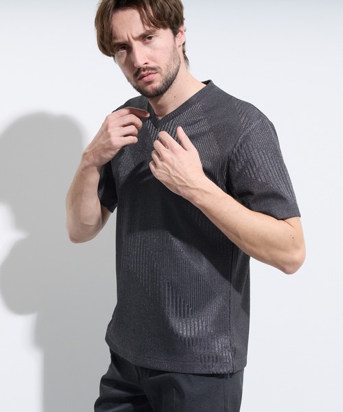 HIDEAWAYS NICOLE（ハイダウェイニコル）の「ハイブリットエアジャージ半袖Ｔシャツ（Tシャツ/カットソー・メンズ・ボルドー/サックスブルー/ライトグレー/チャコールグレー・X-LARGE/LARGE/MEDIUM）」の2枚目の写真