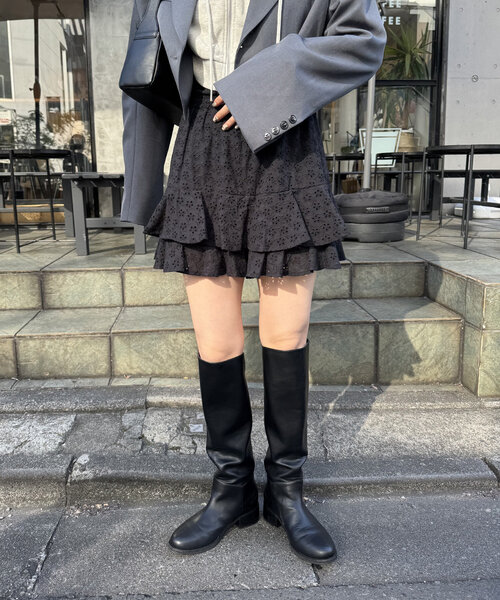 mline（エムライン）の「[mline]コットンレースティアードミニスカパン（スカート・レディース・ブラック/オフホワイト・1/2）」の15枚目の写真