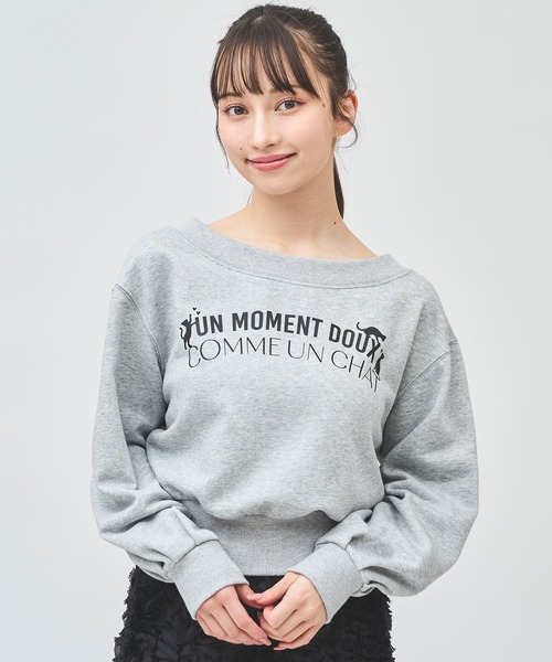 31 Sons de mode(トランテアン ソン ドゥ モード)の「ネコロゴオフショルプルオーバー(Tシャツ/カットソー・レディース・オフホワイト/ピンク/ライトグレー/ネイビー・フリー)」の10枚目の写真