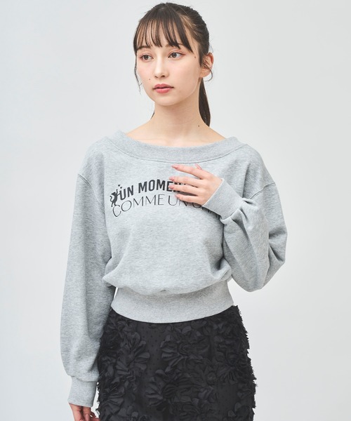 31 Sons de mode(トランテアン ソン ドゥ モード)の「ネコロゴオフショルプルオーバー(Tシャツ/カットソー・レディース・オフホワイト/ピンク/ライトグレー/ネイビー・フリー)」の11枚目の写真