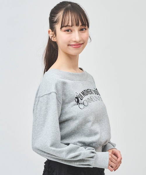 31 Sons de mode(トランテアン ソン ドゥ モード)の「ネコロゴオフショルプルオーバー(Tシャツ/カットソー・レディース・オフホワイト/ピンク/ライトグレー/ネイビー・フリー)」の12枚目の写真