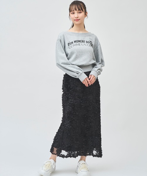 31 Sons de mode(トランテアン ソン ドゥ モード)の「ネコロゴオフショルプルオーバー(Tシャツ/カットソー・レディース・オフホワイト/ピンク/ライトグレー/ネイビー・フリー)」の15枚目の写真