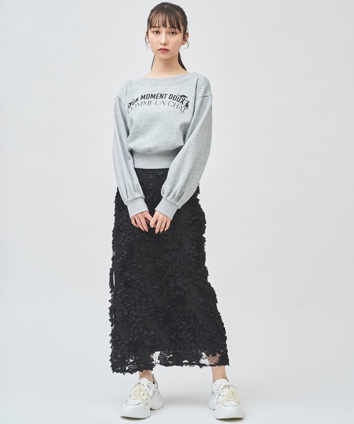 31 Sons de mode(トランテアン ソン ドゥ モード)の「ネコロゴオフショルプルオーバー(Tシャツ/カットソー・レディース・オフホワイト/ピンク/ライトグレー/ネイビー・フリー)」の17枚目の写真