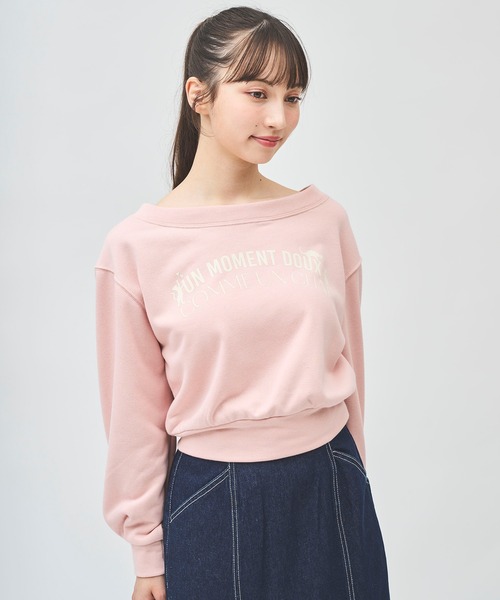 31 Sons de mode(トランテアン ソン ドゥ モード)の「ネコロゴオフショルプルオーバー(Tシャツ/カットソー・レディース・オフホワイト/ピンク/ライトグレー/ネイビー・フリー)」の14枚目の写真